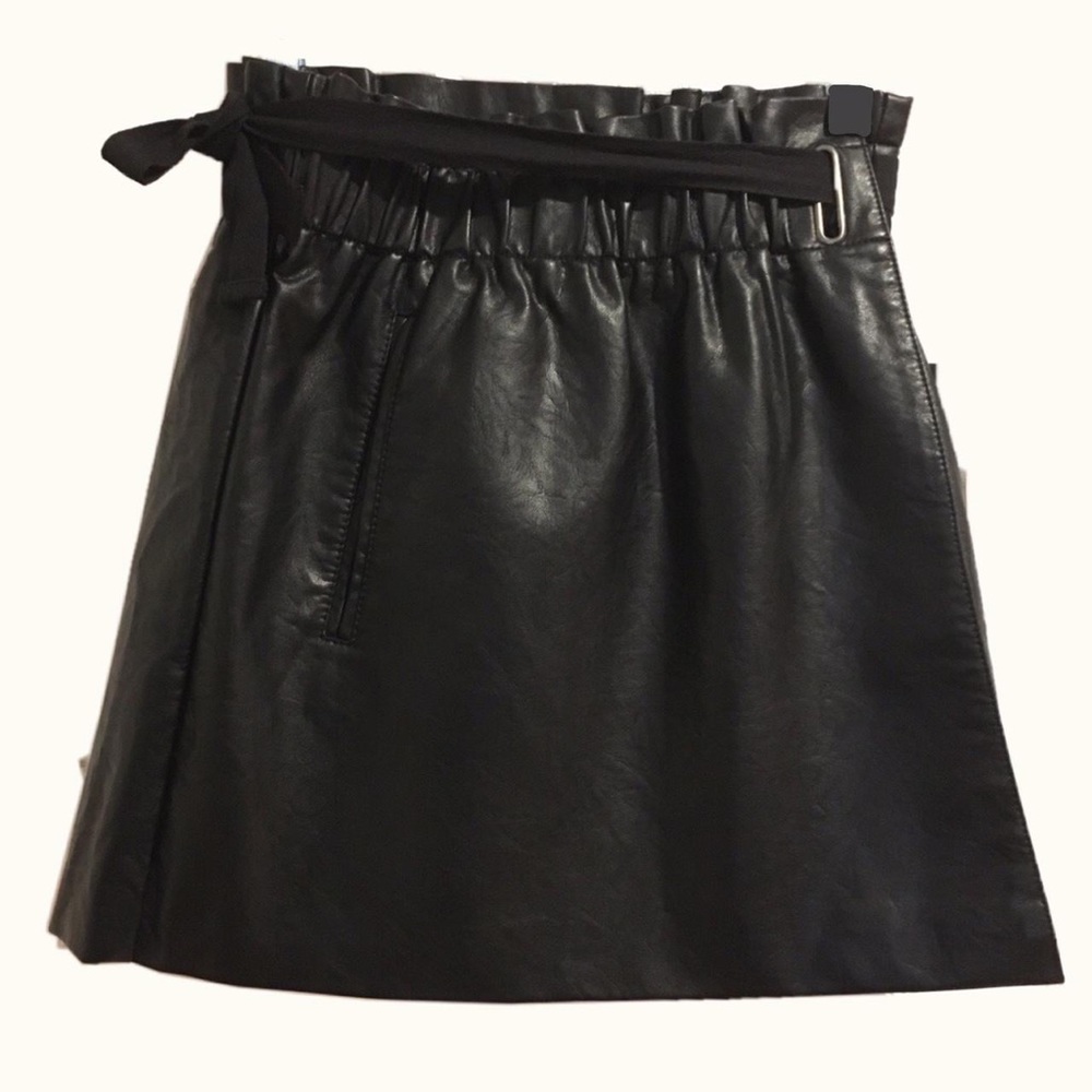 Jolt Vegan Faux-Wrap Mini Skirt, Small